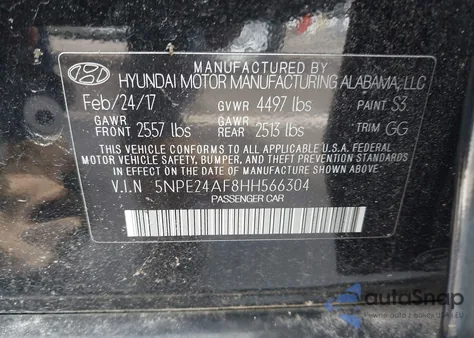 2017 Hyundai Sonata from USA, damaged, VIN 5NPE24AF8HH566304